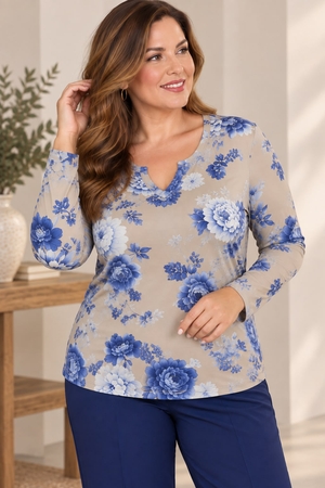CAMISETA FLORAL AZUL